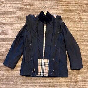 Burberry Black Coat with Beige Plaid Interior